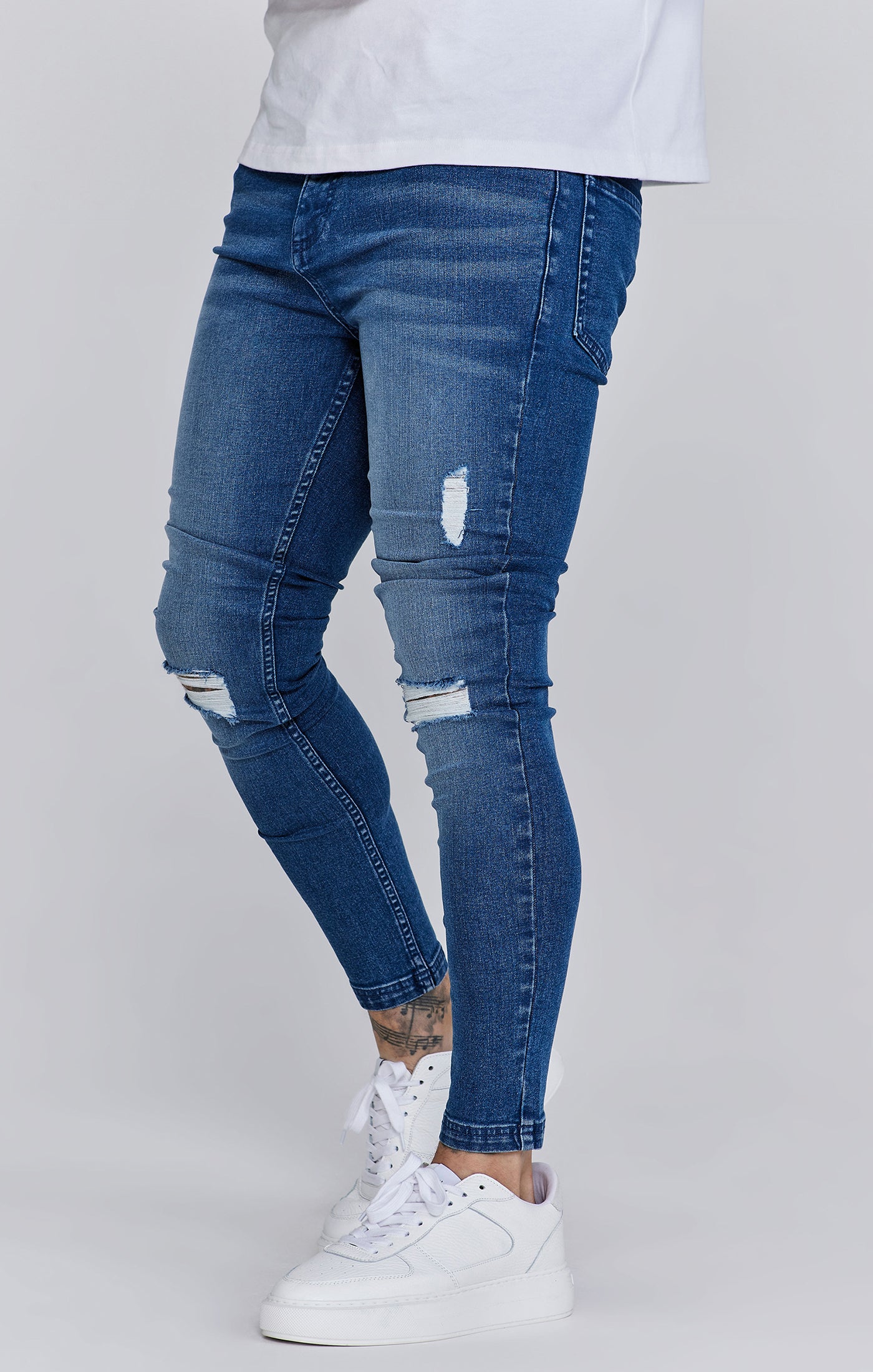 SikSilk Mens Denims Washed Mid Blue | SikSilk NL