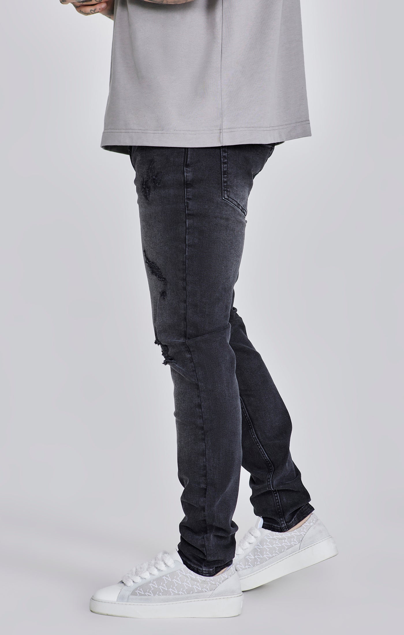 SikSilk Slim Fit Jeans Washed Black | SikSilk US