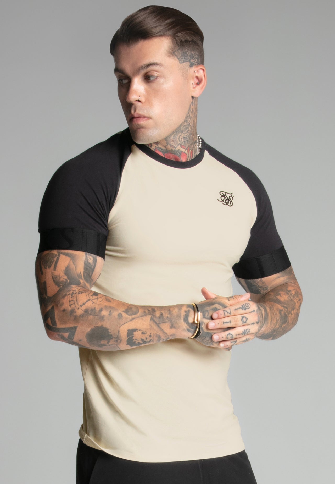 Ecru,Black Tech T-Shirt