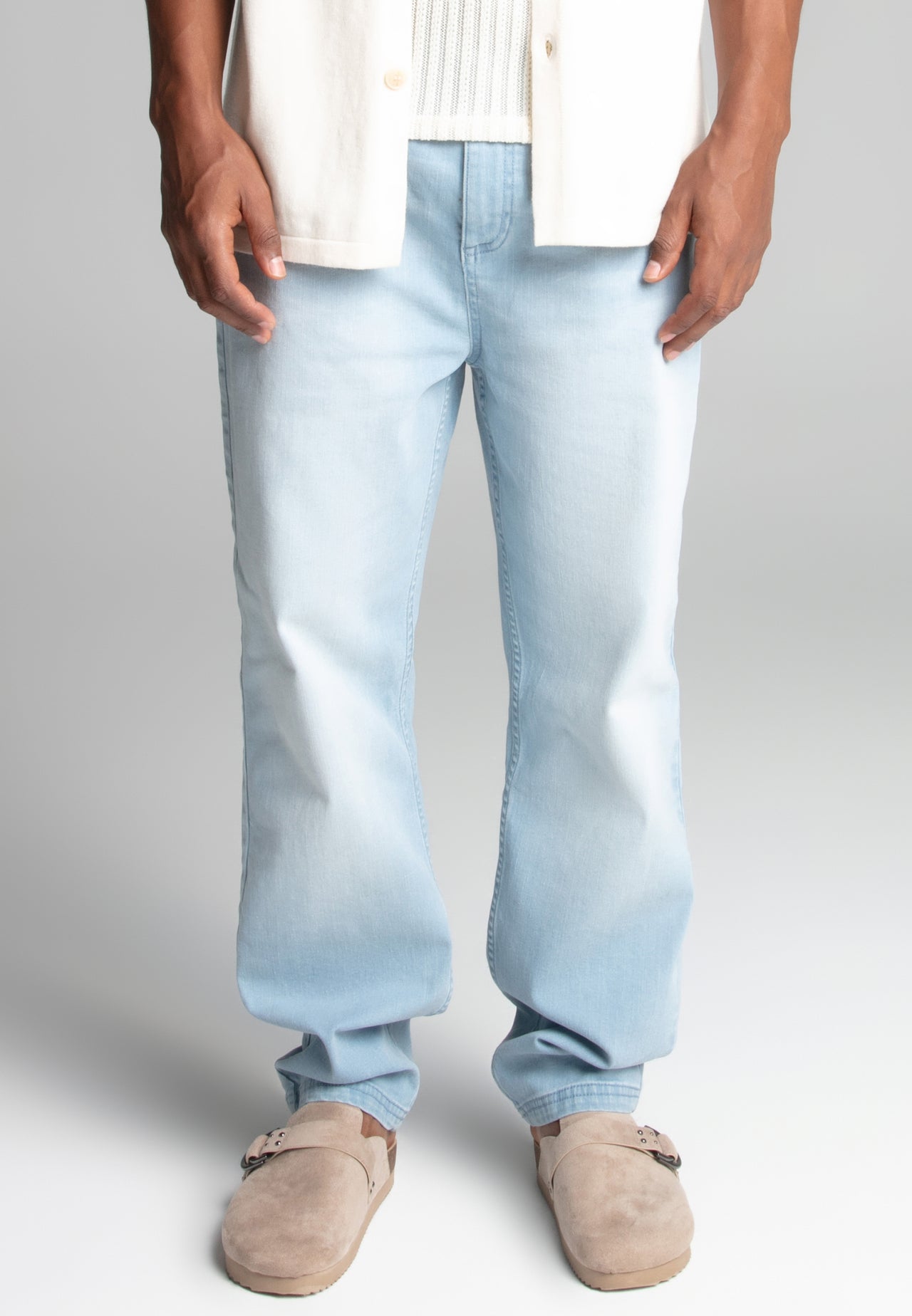 Washed Light Blue Tapered Jeans