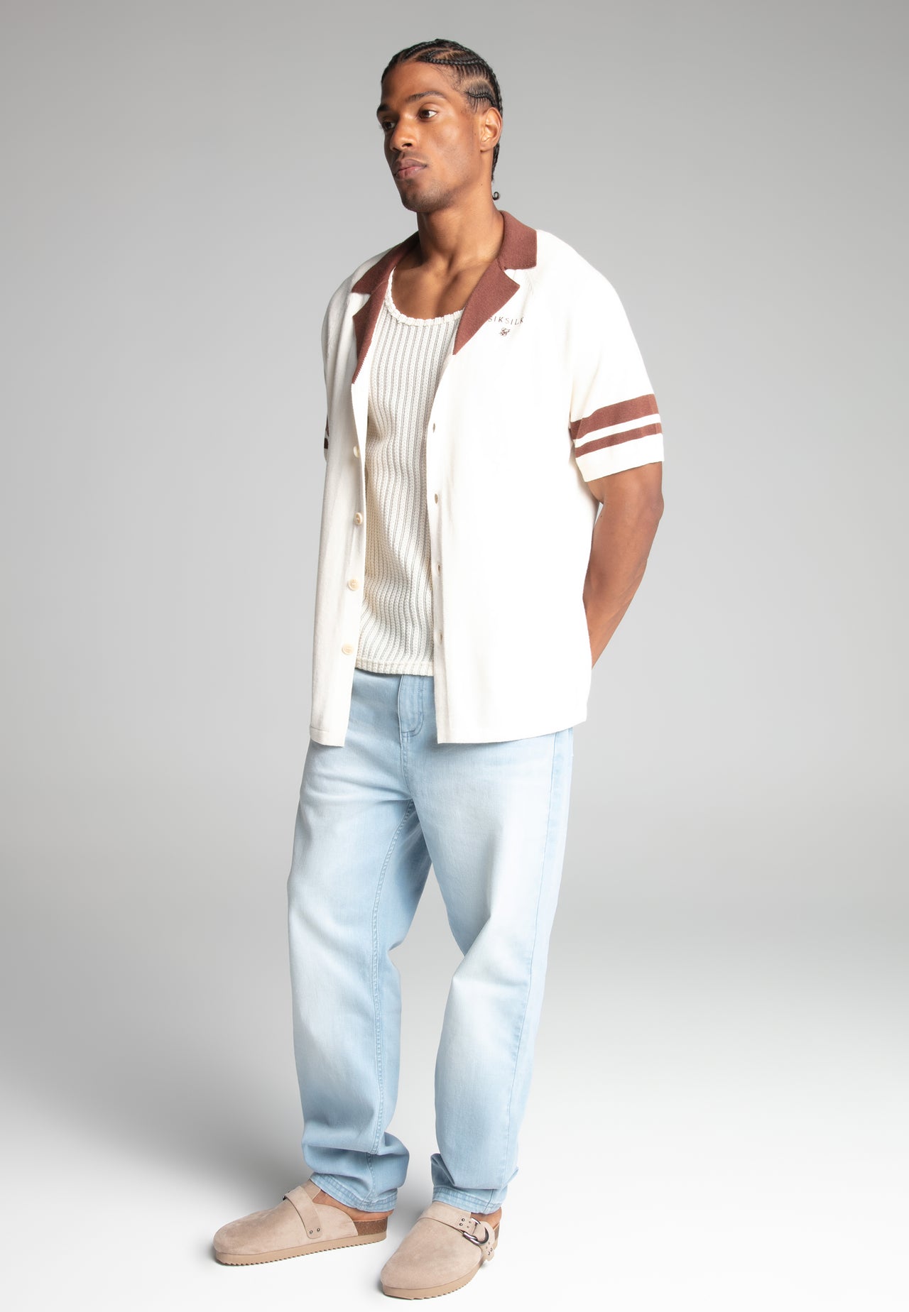 Washed Light Blue Tapered Jeans (1)