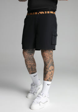 Black Cargo Swim Short