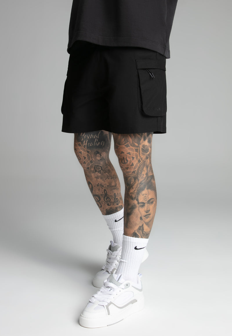 Black Smart Cargo Shorts