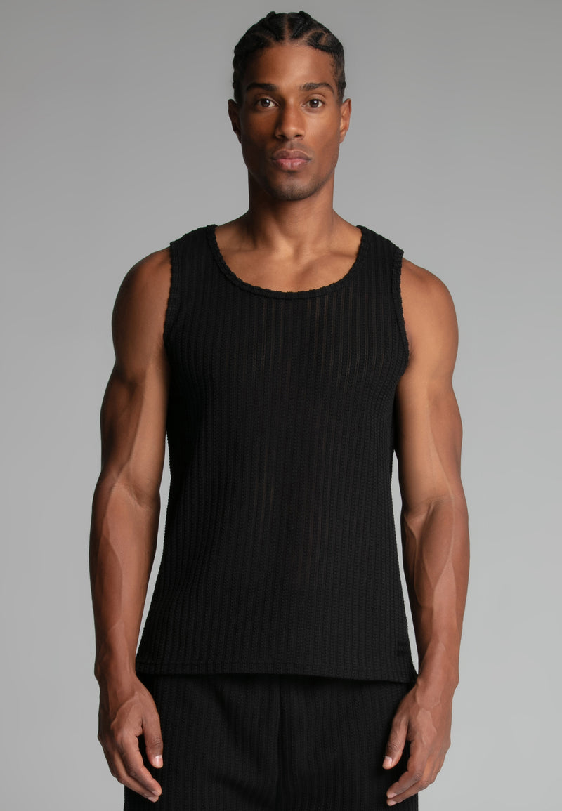 Black Textured Vest