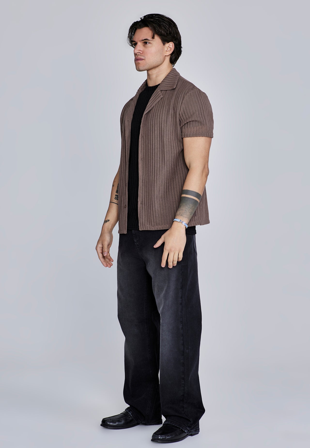 Brown Textured Resort Shirt (3)
