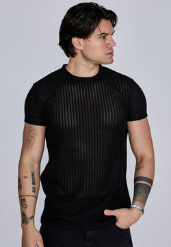 Black Textured Muscle Fit T-Shirt