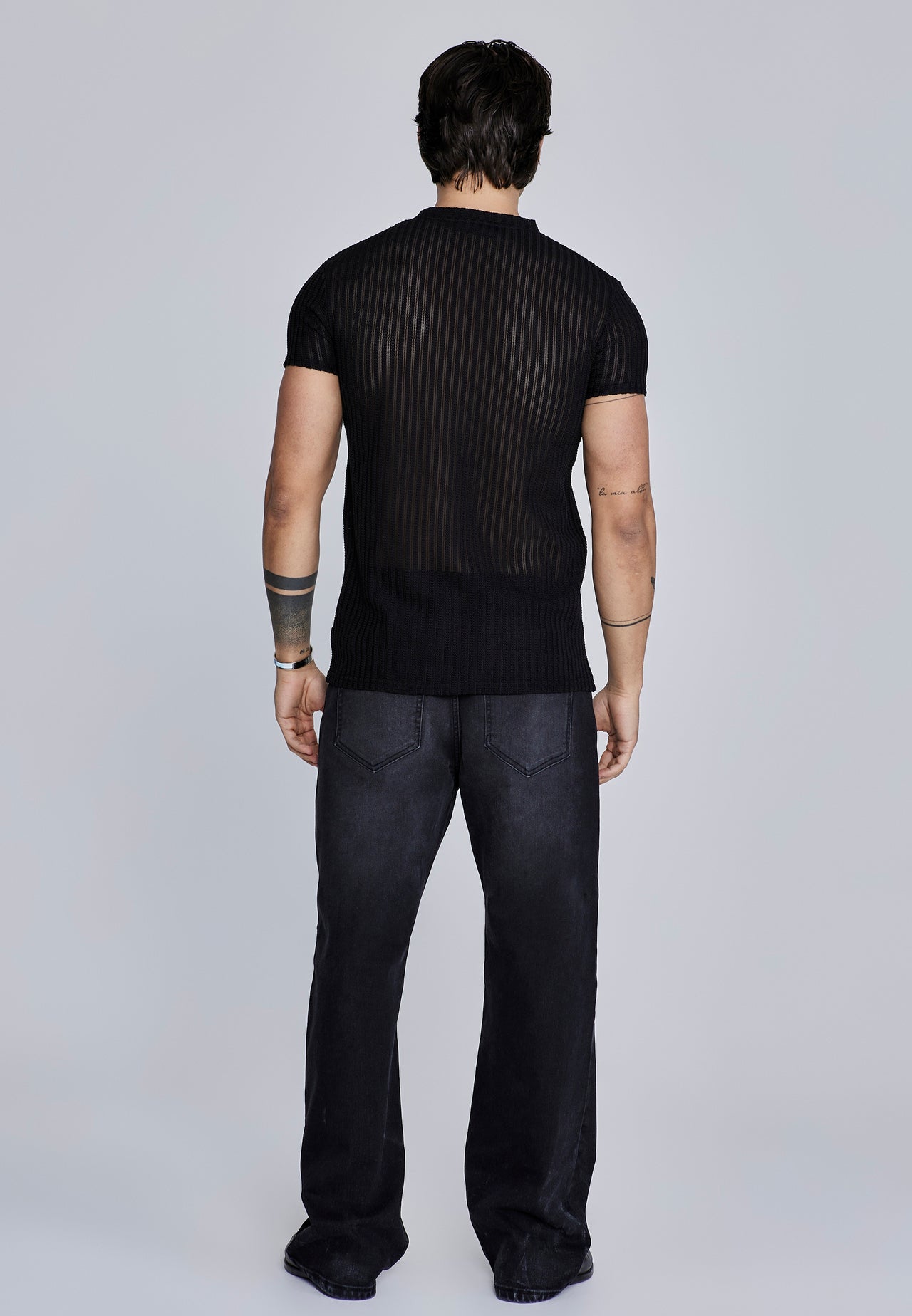 Black Textured Muscle Fit T-Shirt (4)
