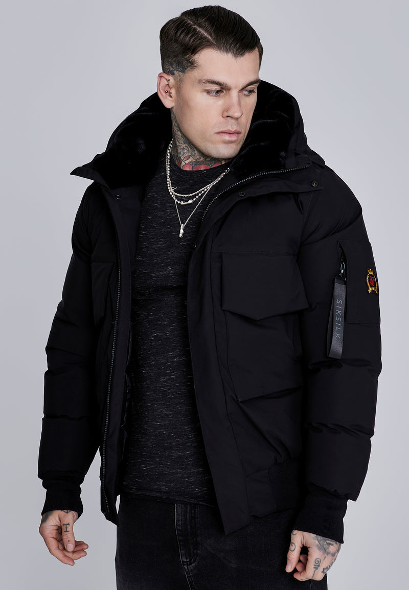 Black Hooded Bomber Jacket (1)