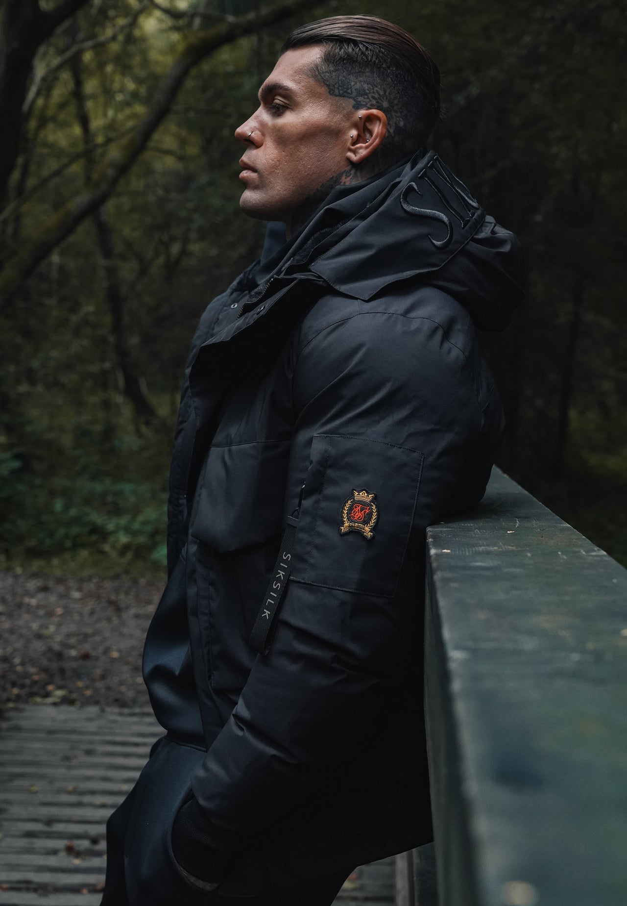 Black Hooded Bomber Jacket
