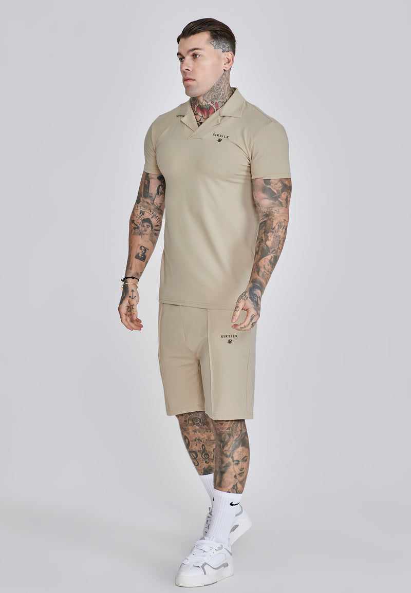 Beige Polo and Shorts Set