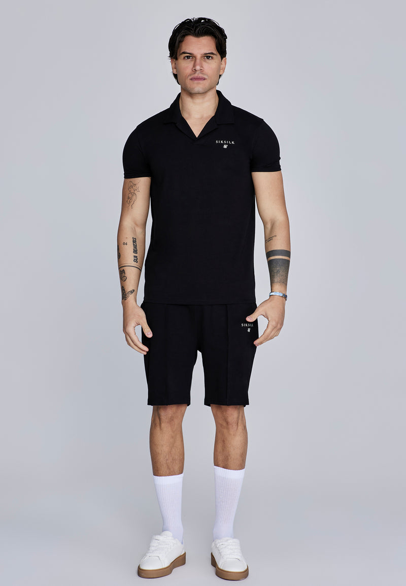Black Polo and Shorts Set