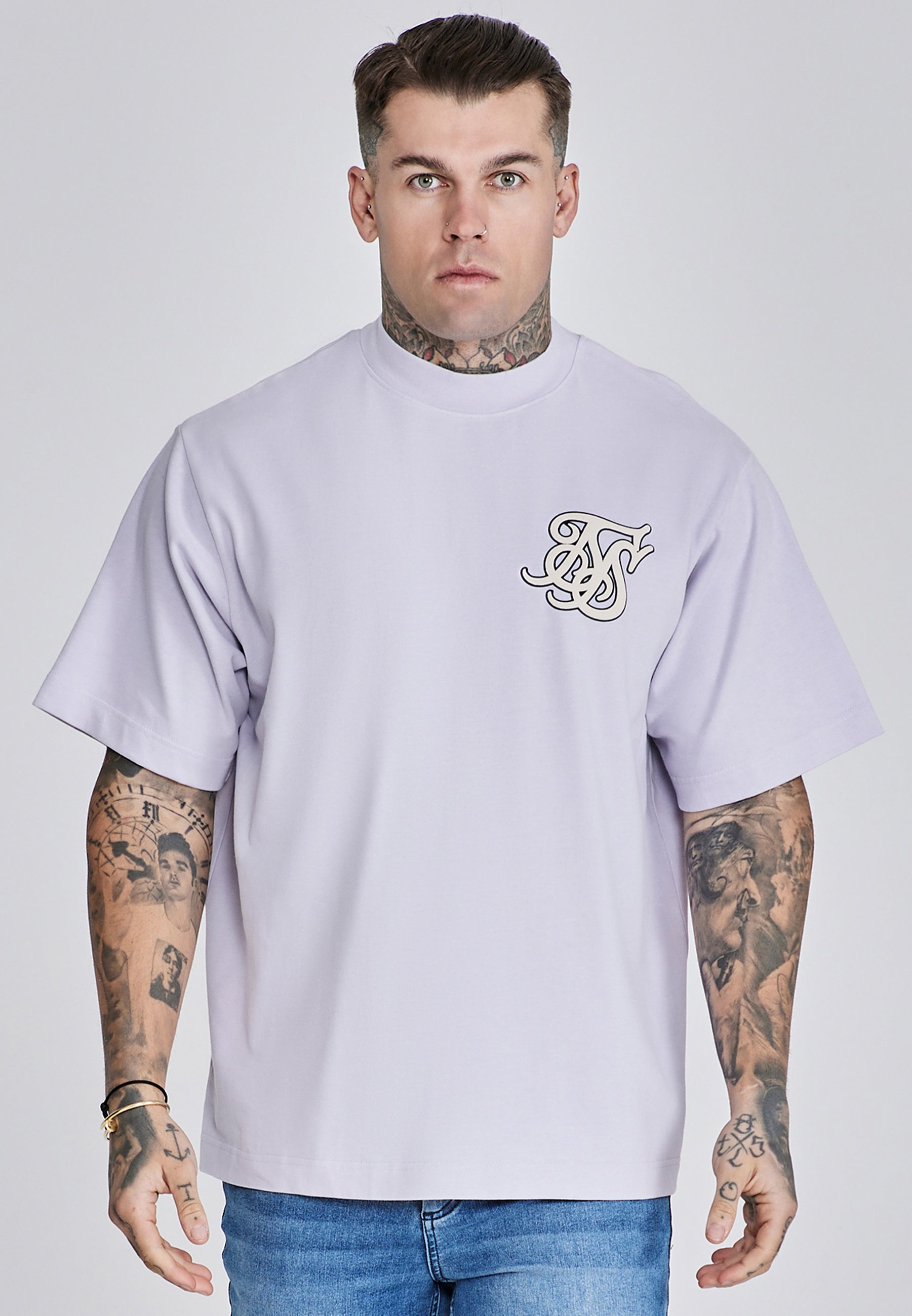 SikSilk Stripe Print Crop Tee - Purple | SikSilk NZ