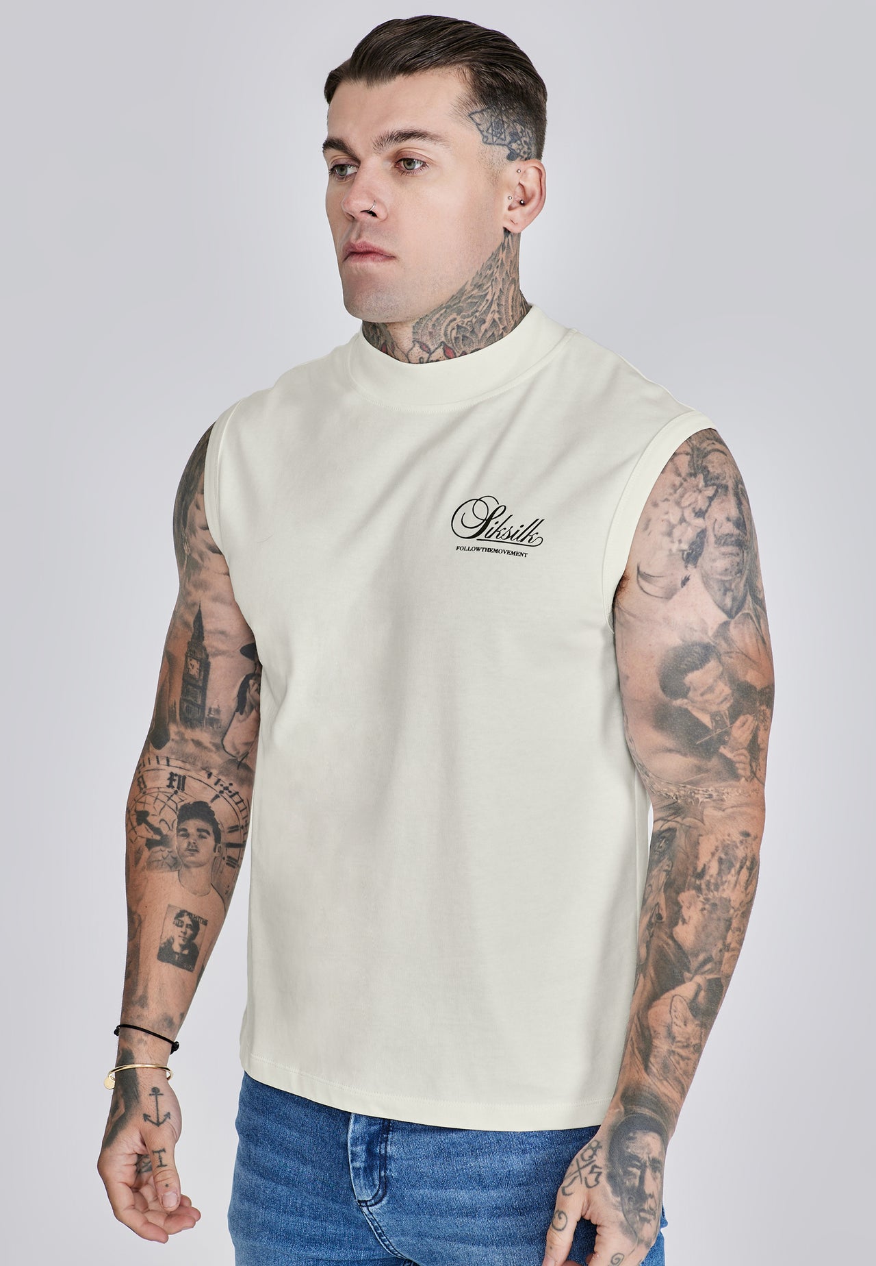 Ecru Sleeveless T-Shirt