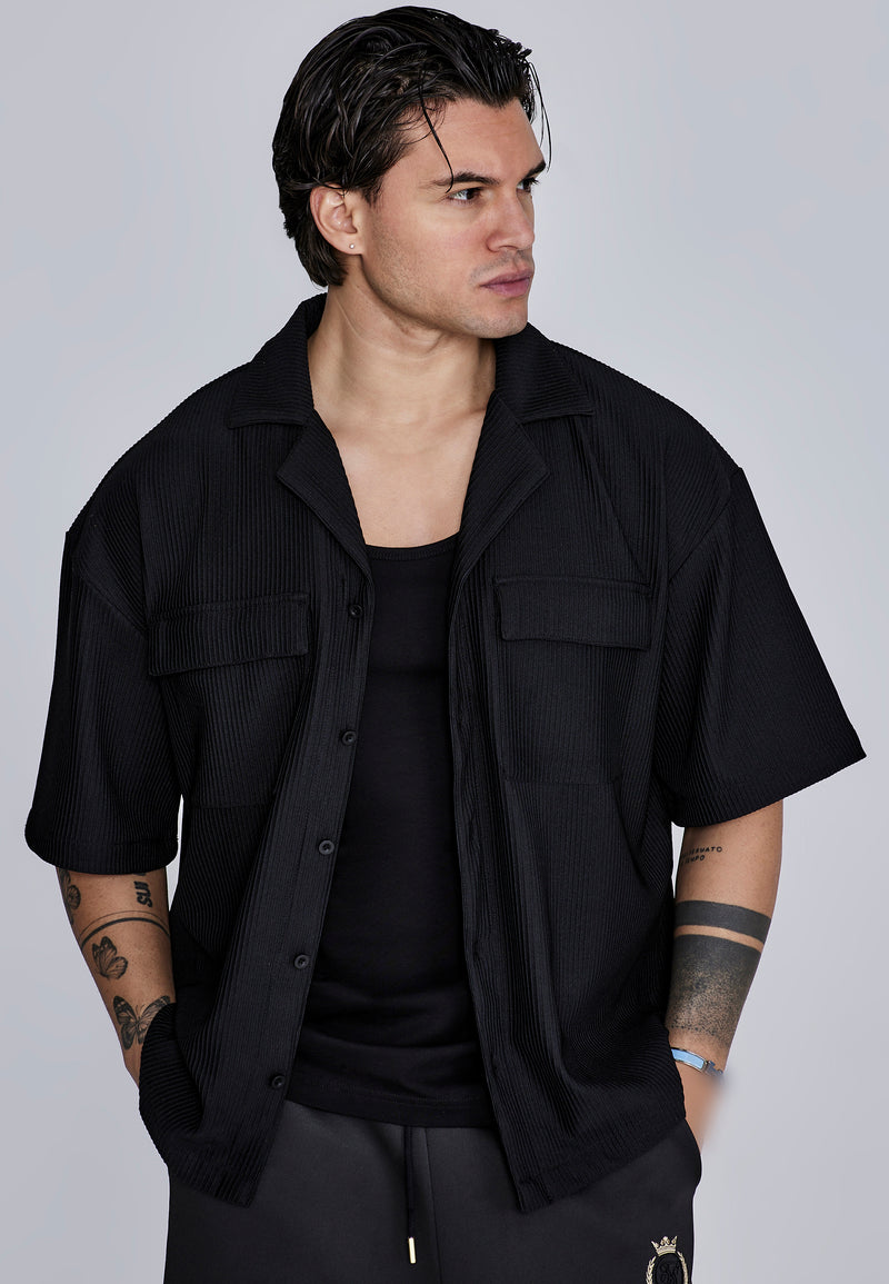Black Ribbed Smart Shirt
