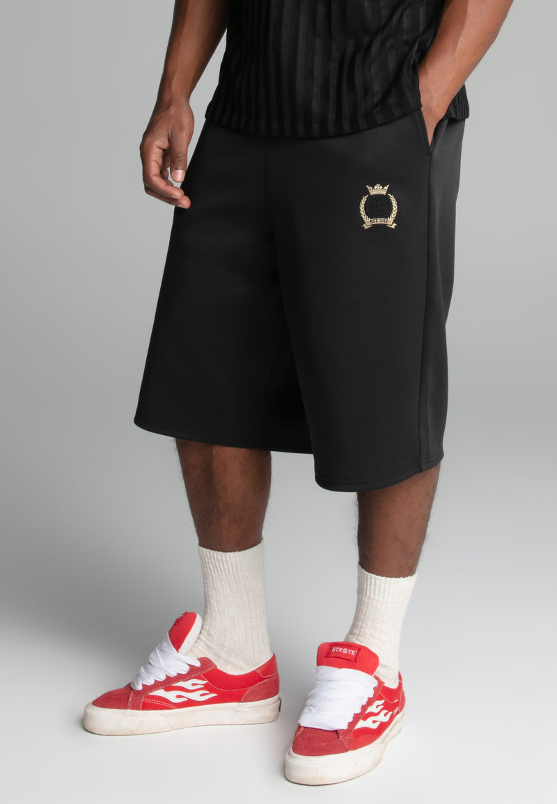 Black Oversized Poly Shorts