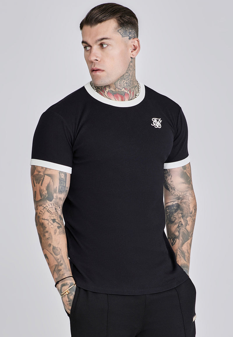 Black Ribbed Ringer T-Shirt