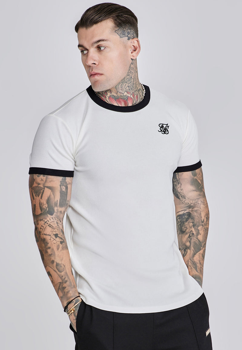 Ecru Ribbed Ringer T-Shirt