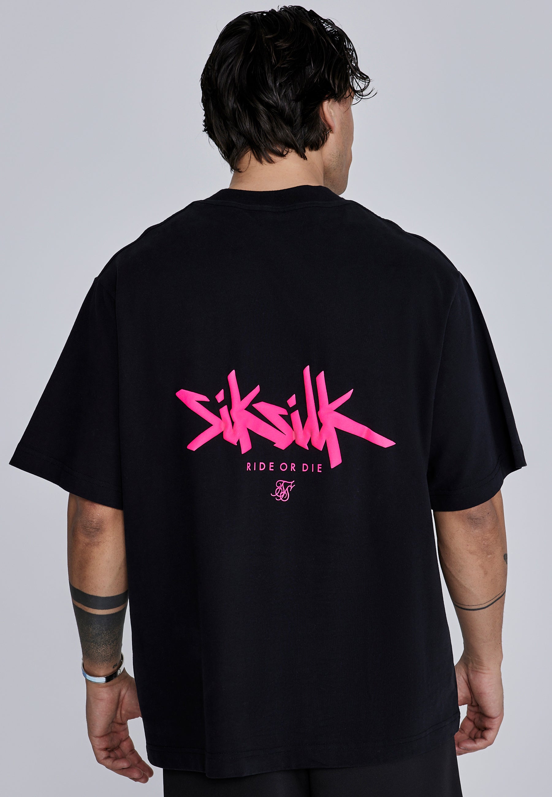 SikSilk Mens T-Shirt Black,Pink | SikSilk UK