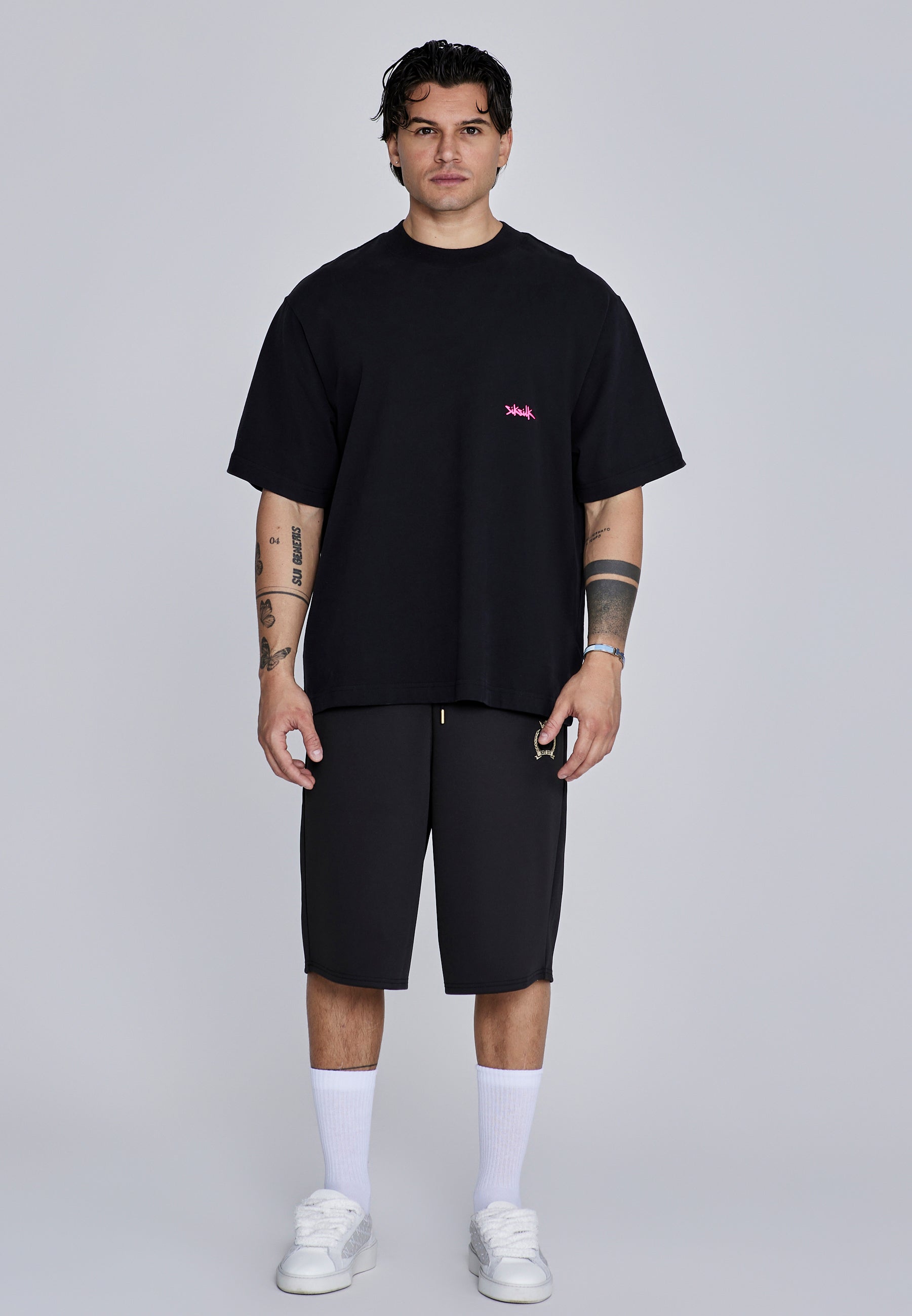 SikSilk Mens T-Shirt Black,Pink | SikSilk UK