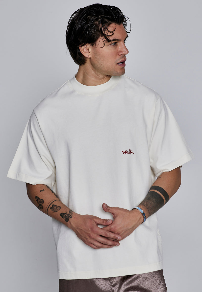 Ecru Red Oversized T-Shirt