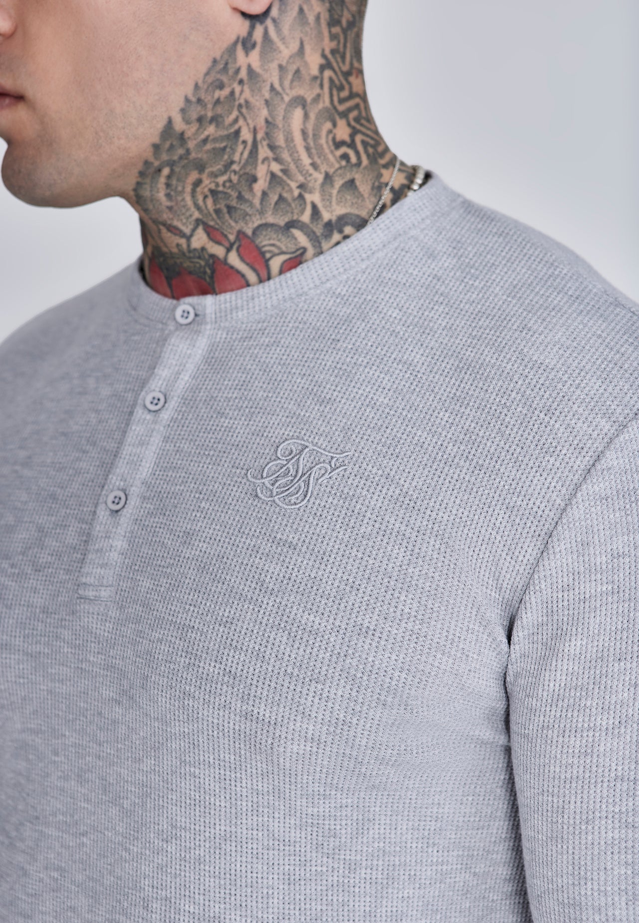 Grey Marl Henley T-Shirt (1)