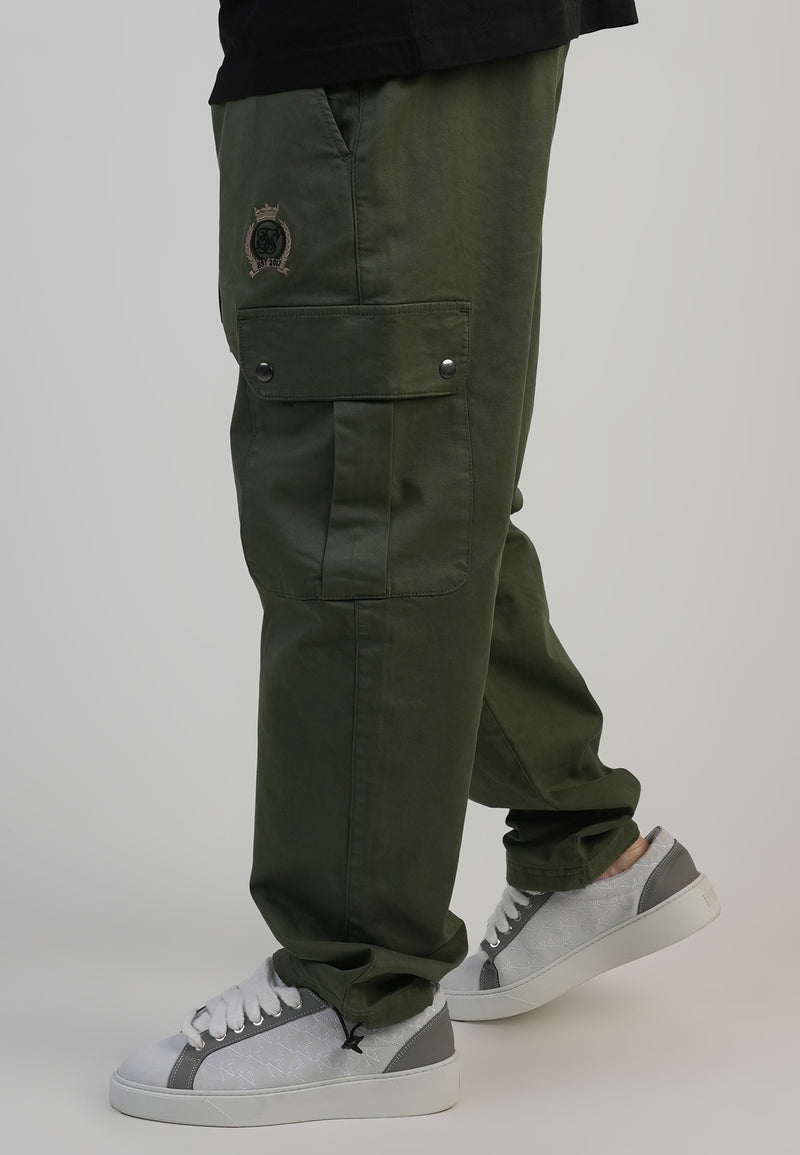Khaki Green Loose Fit Cargos (1)