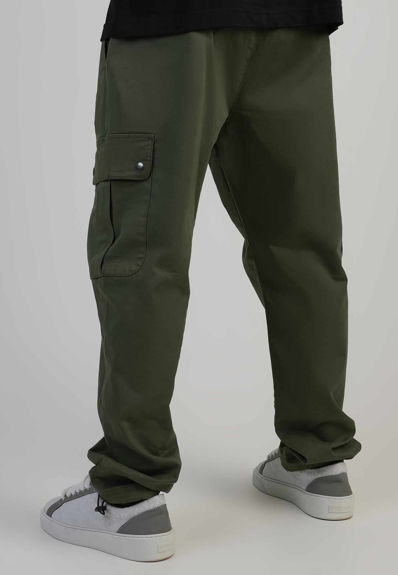 Khaki Green Loose Fit Cargos (2)