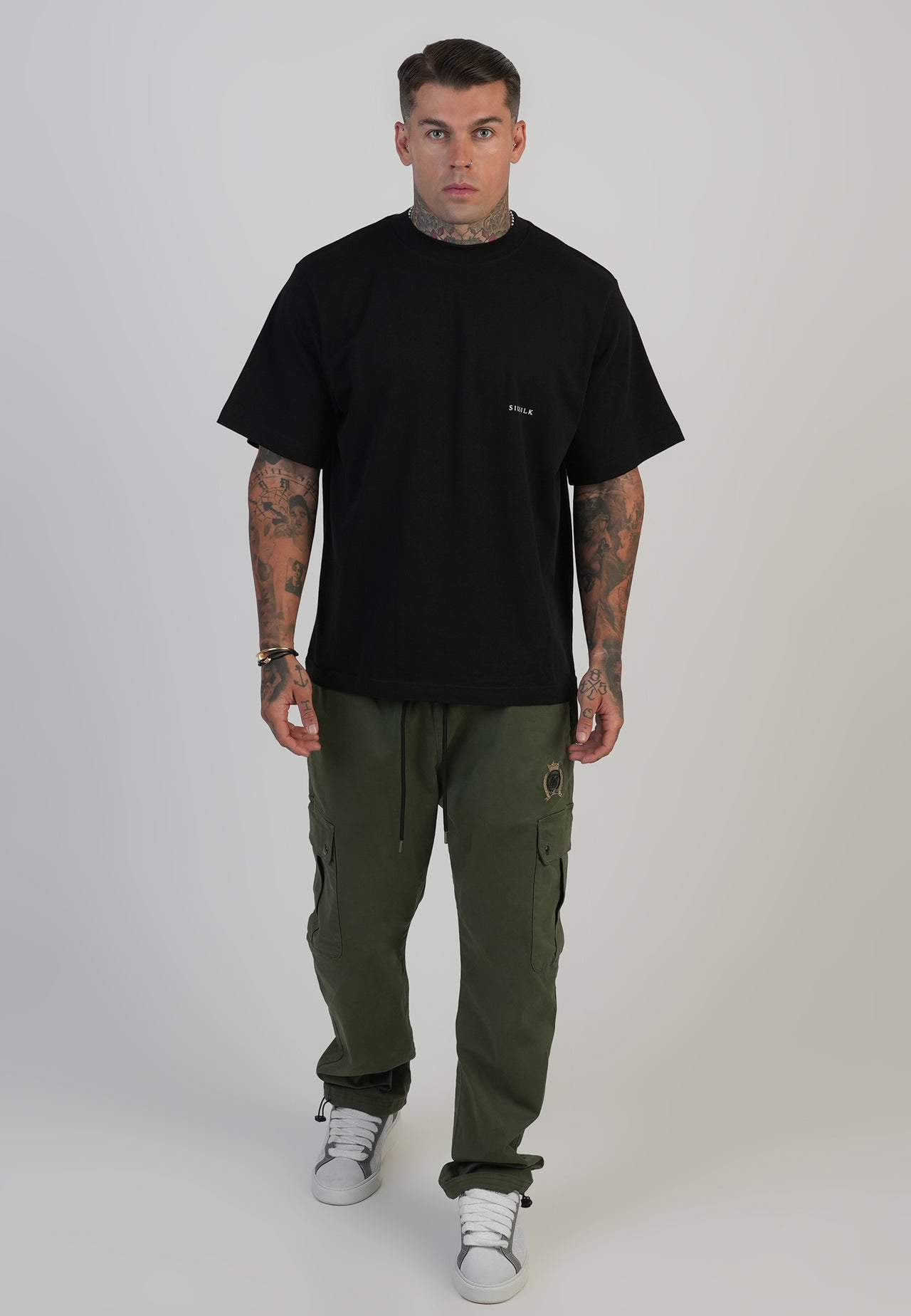 Khaki Green Loose Fit Cargos (3)