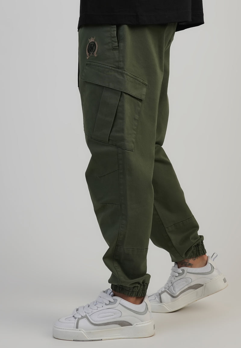Khaki Green Regular Fit Cargos (1)