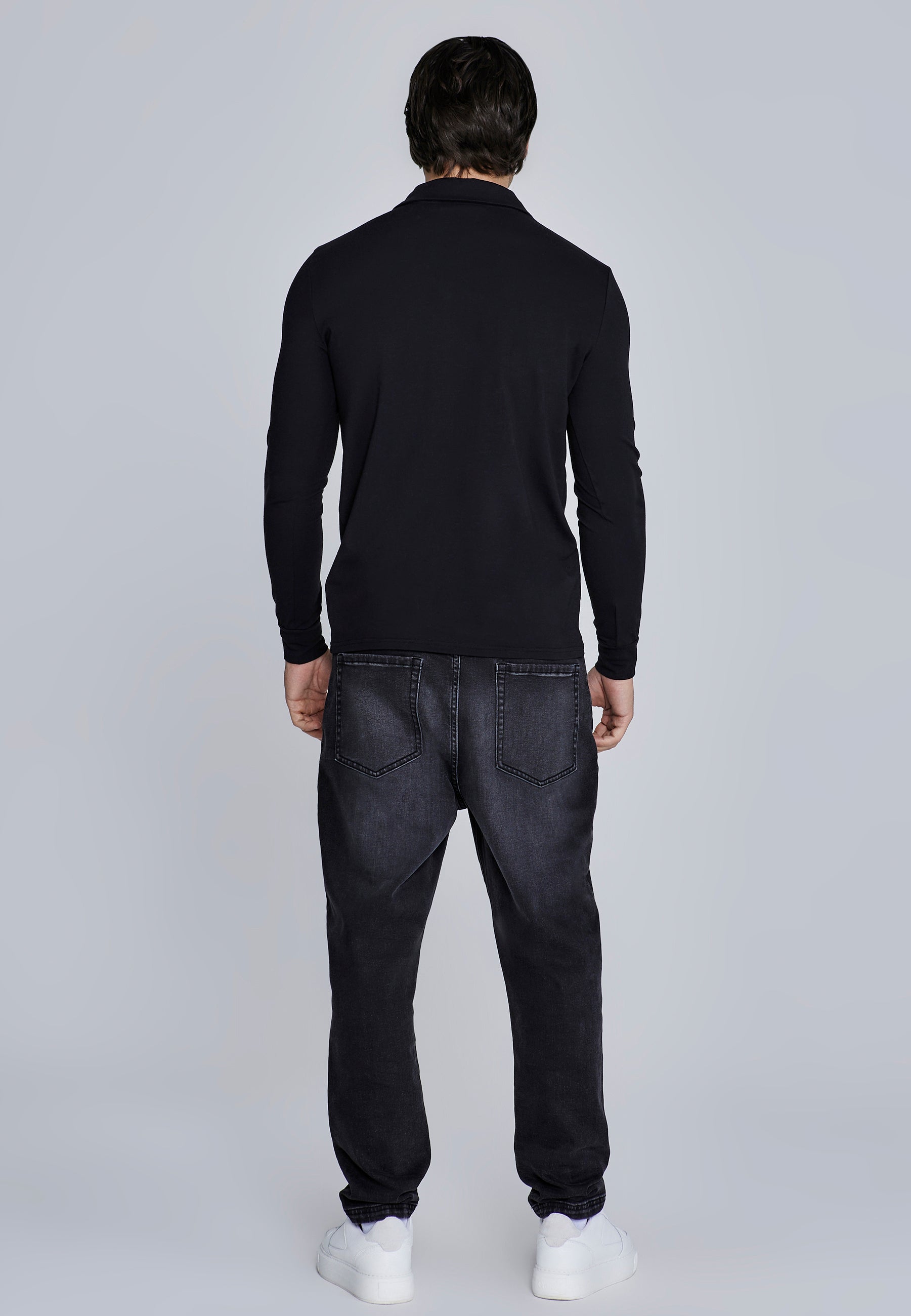 SikSilk Mens Black Long Sleeve Polo | SikSilk US