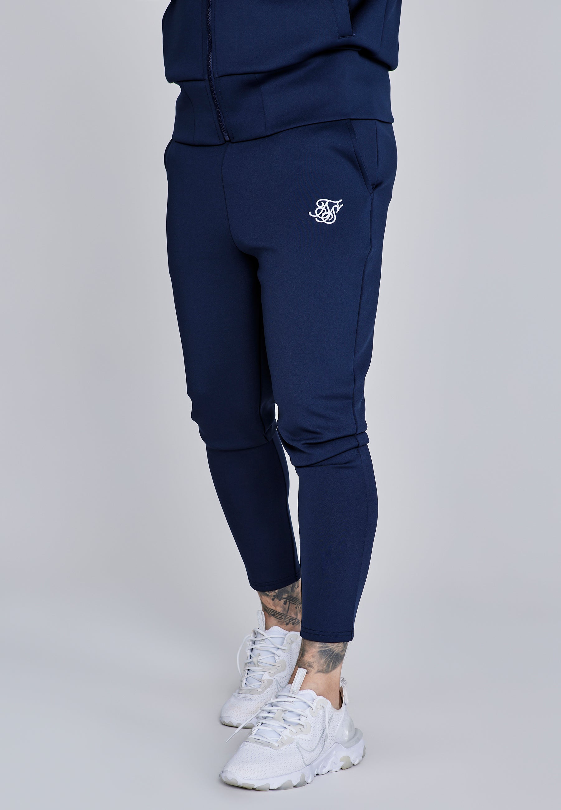 SikSilk Mens Navy Essentials Poly Joggers | SikSilk US