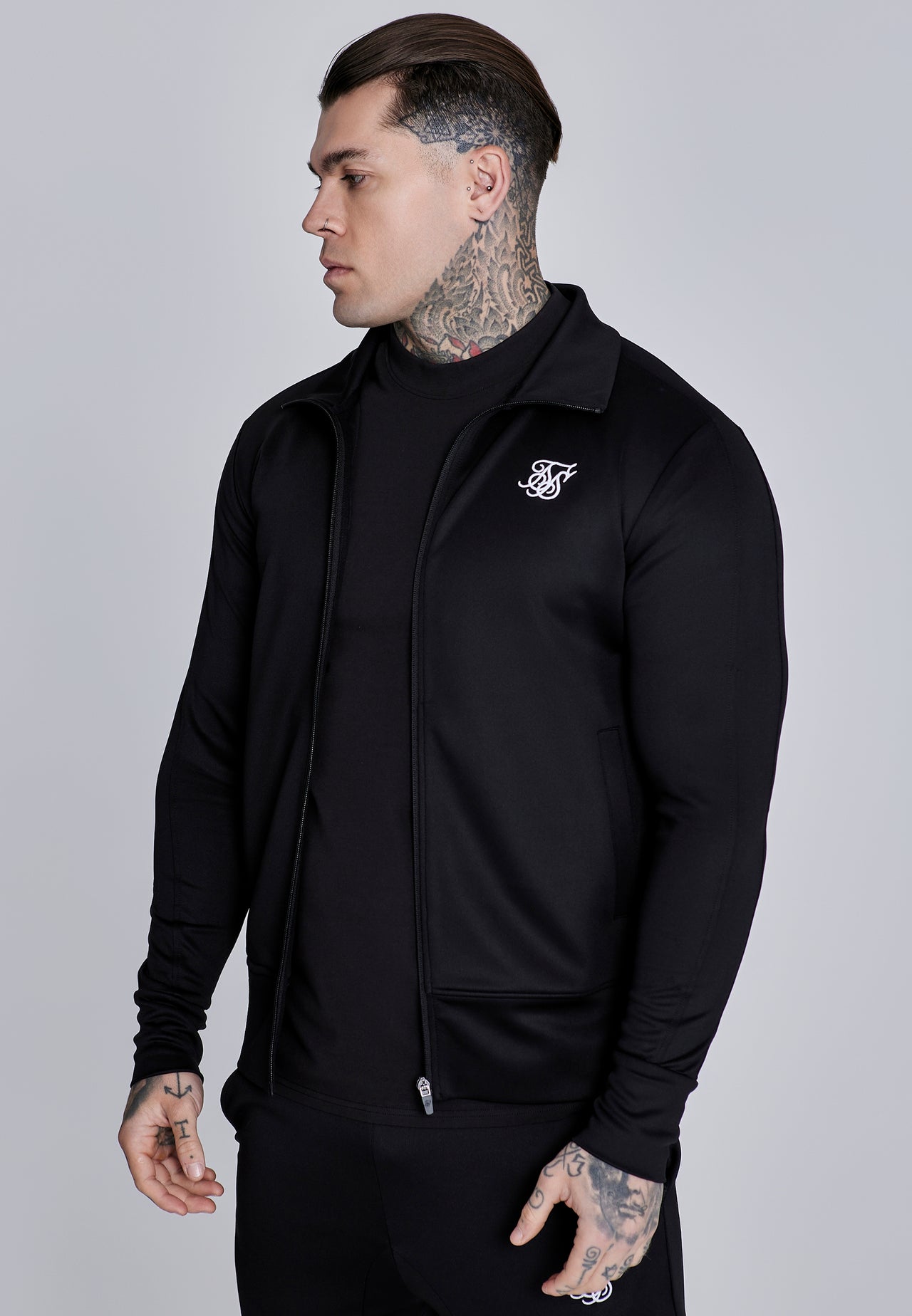 Black Essentials Poly Track Top