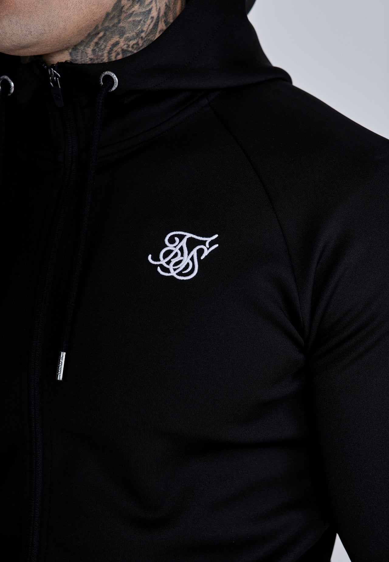 Black Essentials Poly Full Zip Hoodie (1)