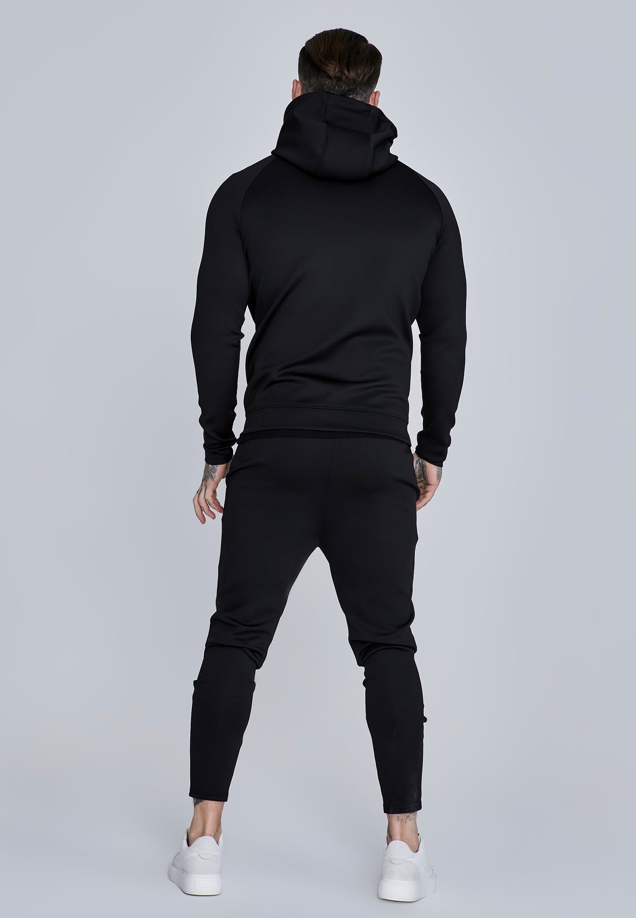 Black Essentials Poly Full Zip Hoodie (4)