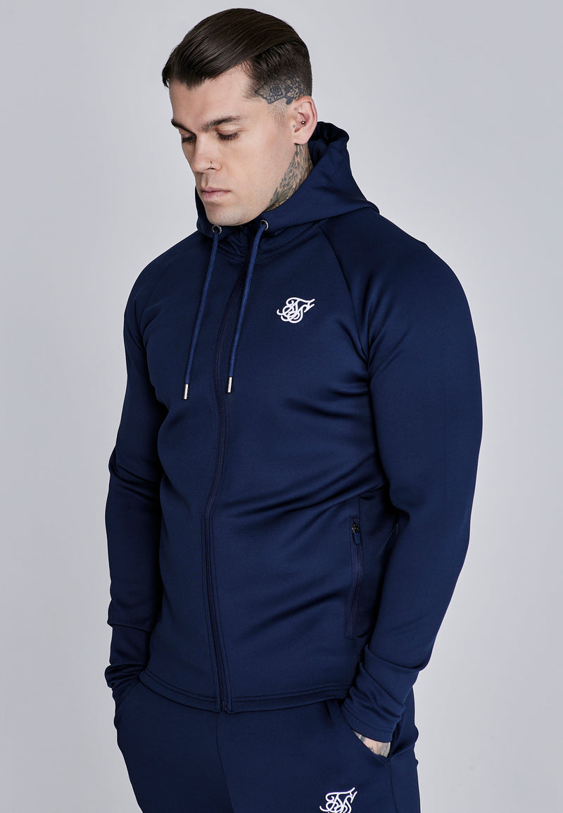 Navy Essentials Poly Full Zip Hoodie