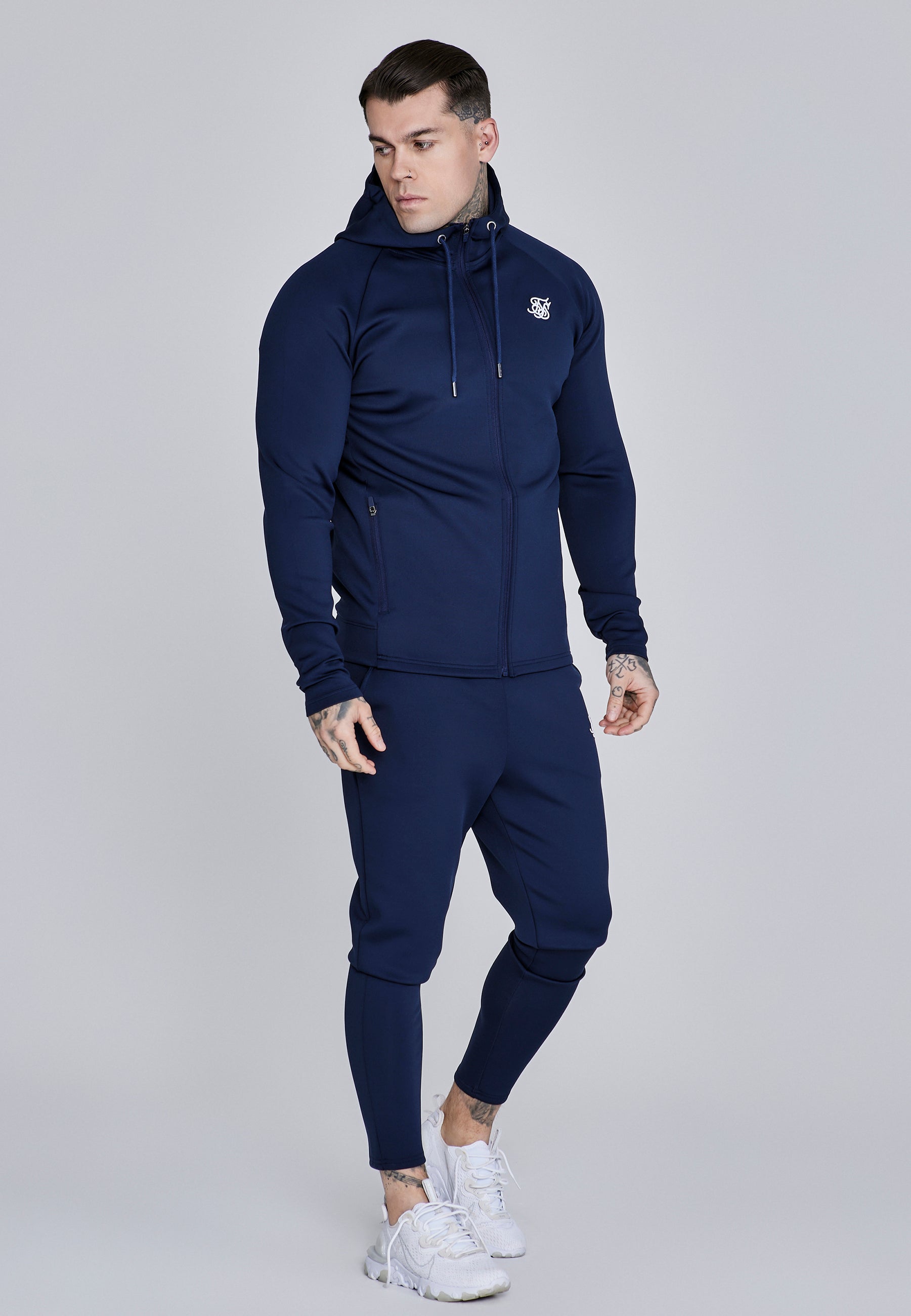 SikSilk Mens Navy Essentials Poly Full Zip Hoodie | SikSilk UK SikSilk Mens Navy Essentials Poly Full Zip Hoodie | SikSilk UK
