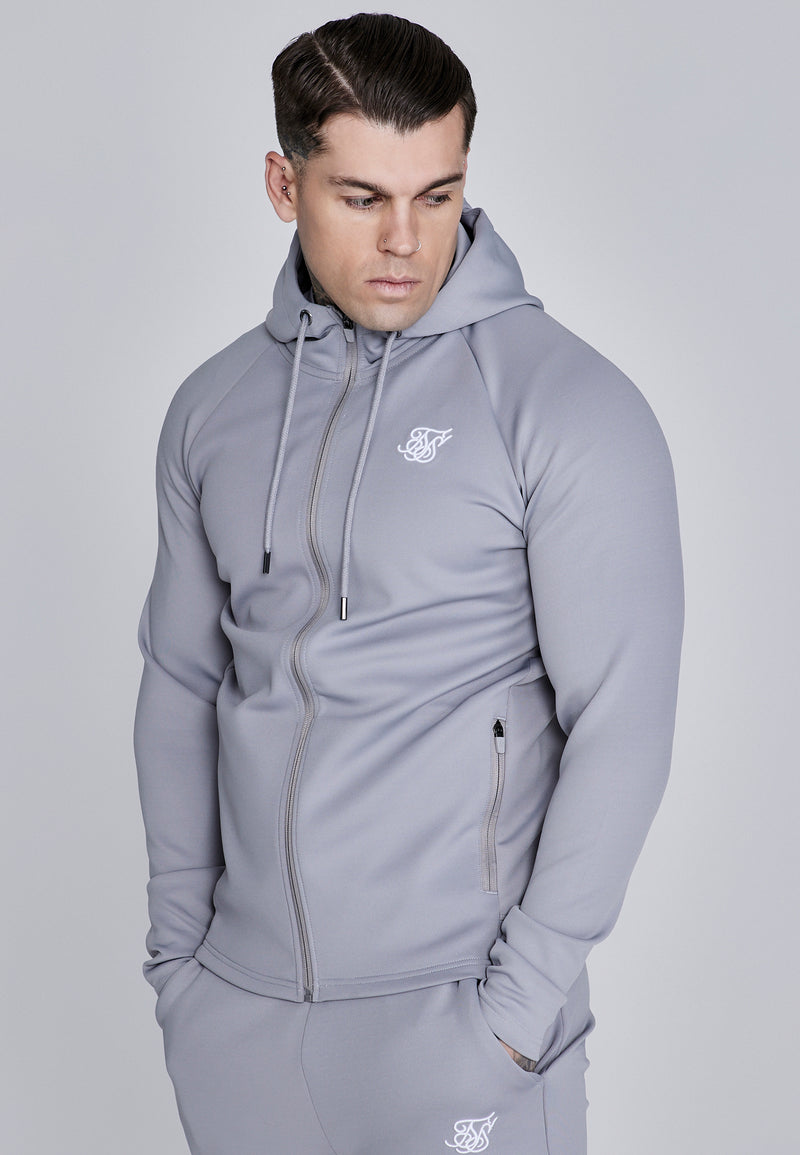 Grey Essentials Poly Full Zip Hoodie