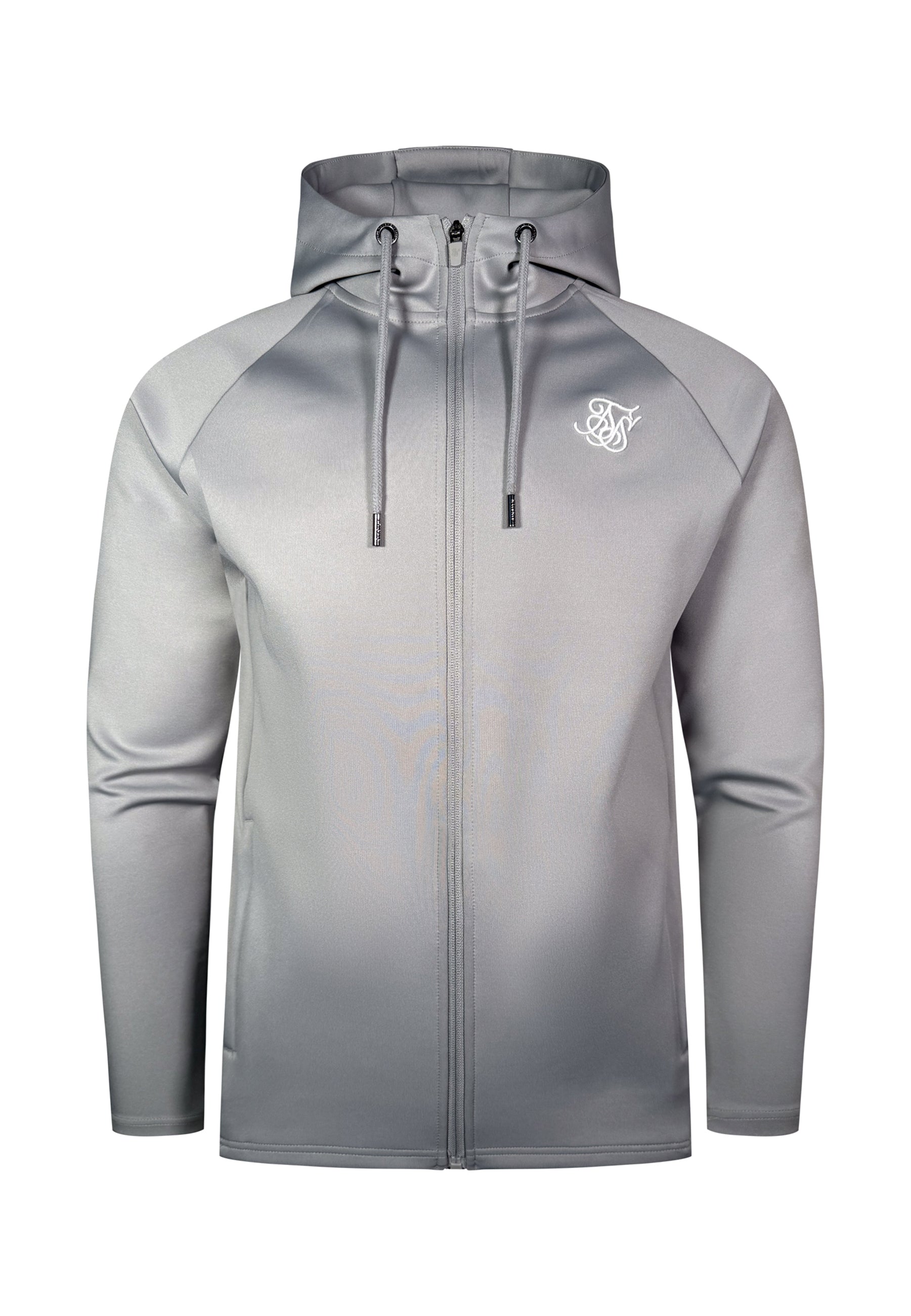 SikSilk Mens Grey Essentials Poly Full Zip Hoodie | SikSilk UK