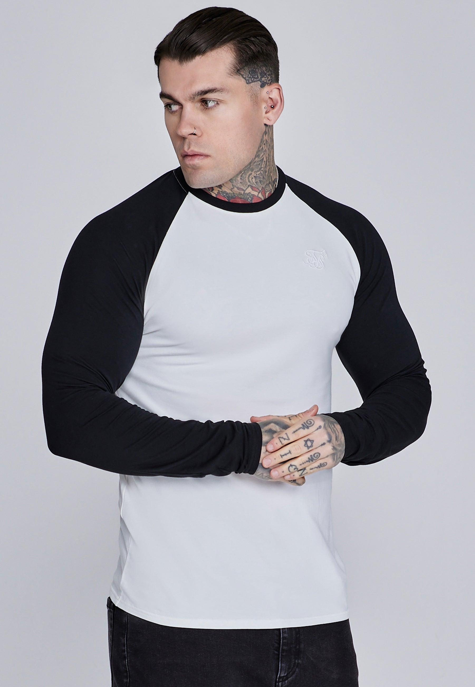White LS Muscle Fit T Shirt