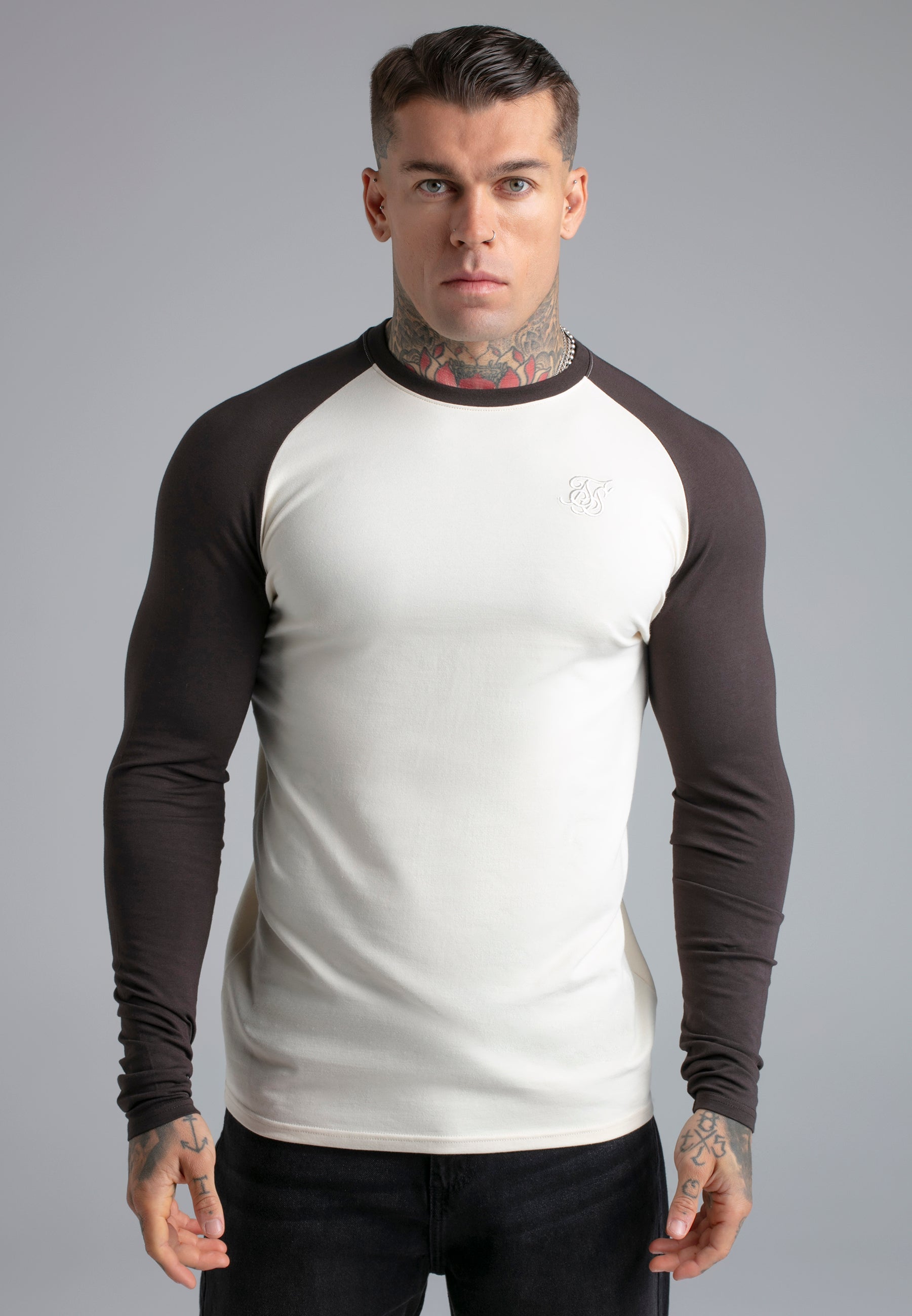 Ecru LS Muscle Fit T Shirt