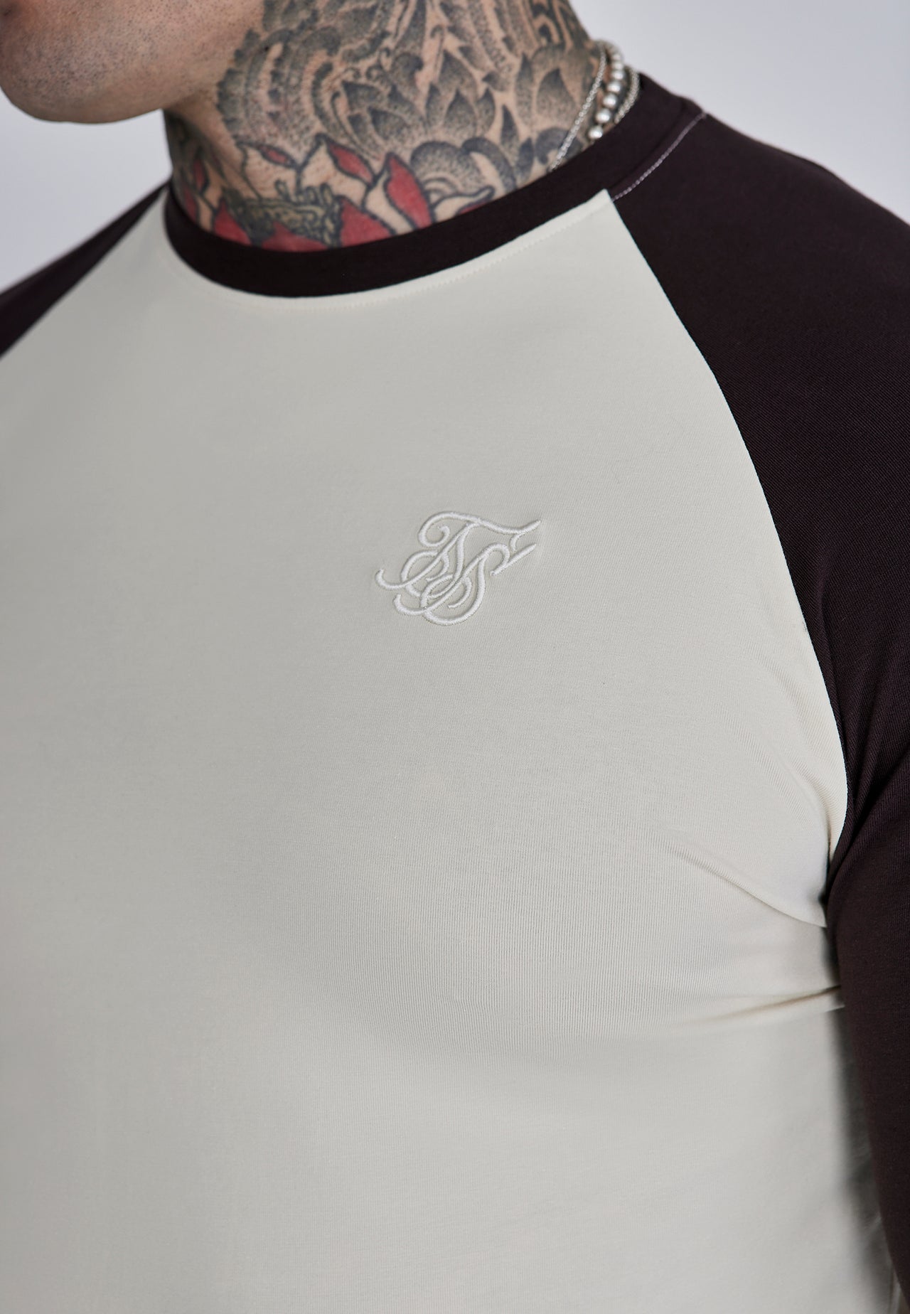 Ecru and Brown LS Muscle Fit T-Shirt (1)