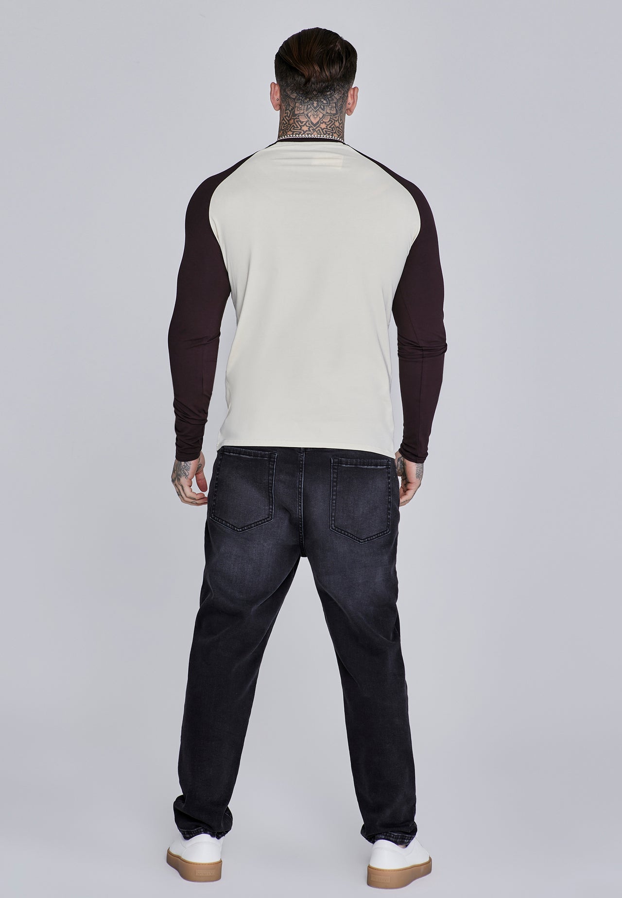 Ecru and Brown LS Muscle Fit T-Shirt (4)