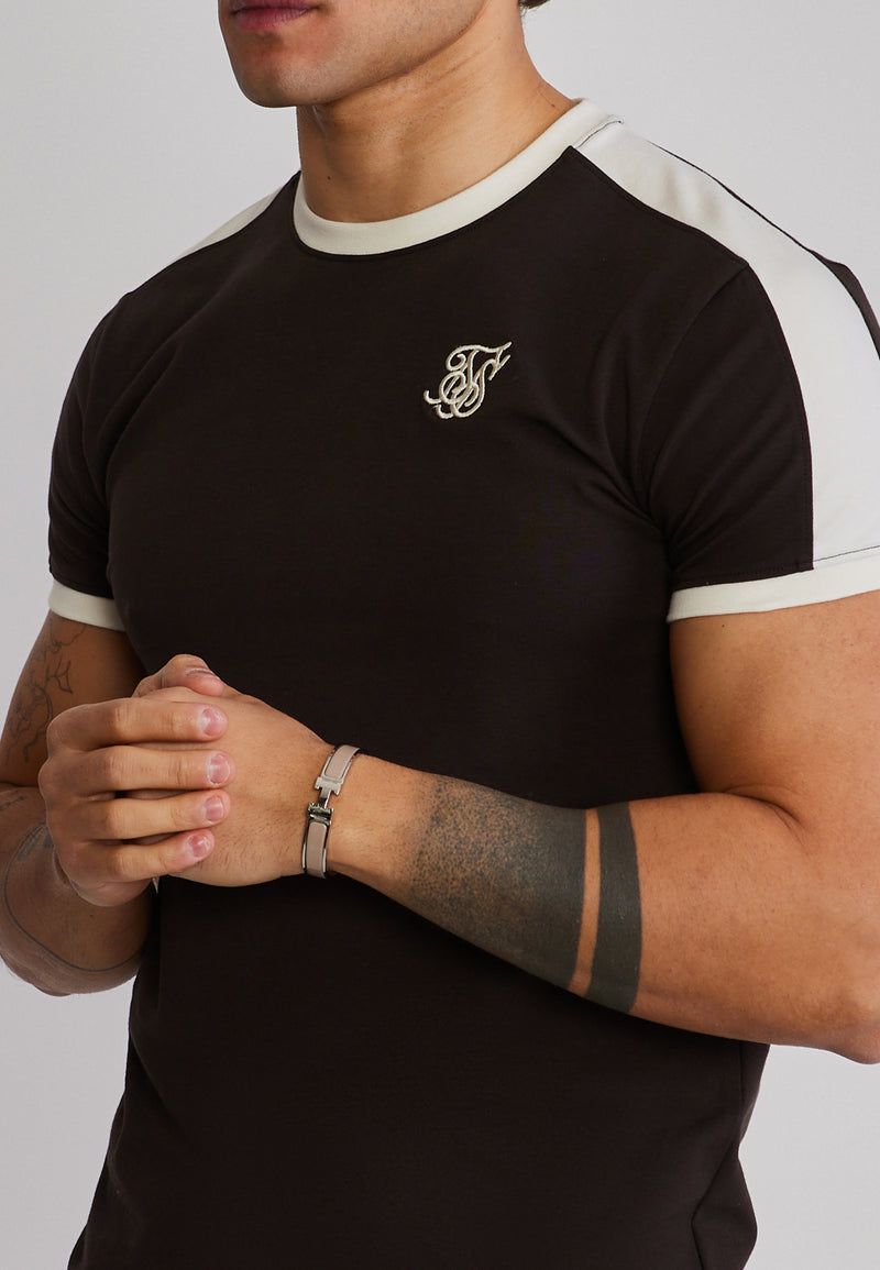 Brown and Ecru Stripe Ringer T-Shirt (1)