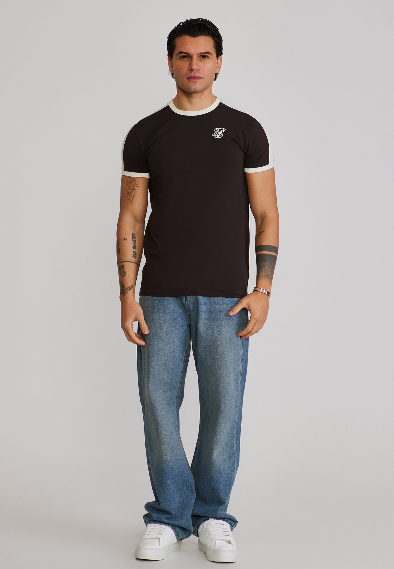 Brown and Ecru Stripe Ringer T-Shirt (2)