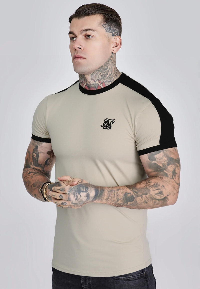 Ecru and Brown Stripe Ringer T-Shirt