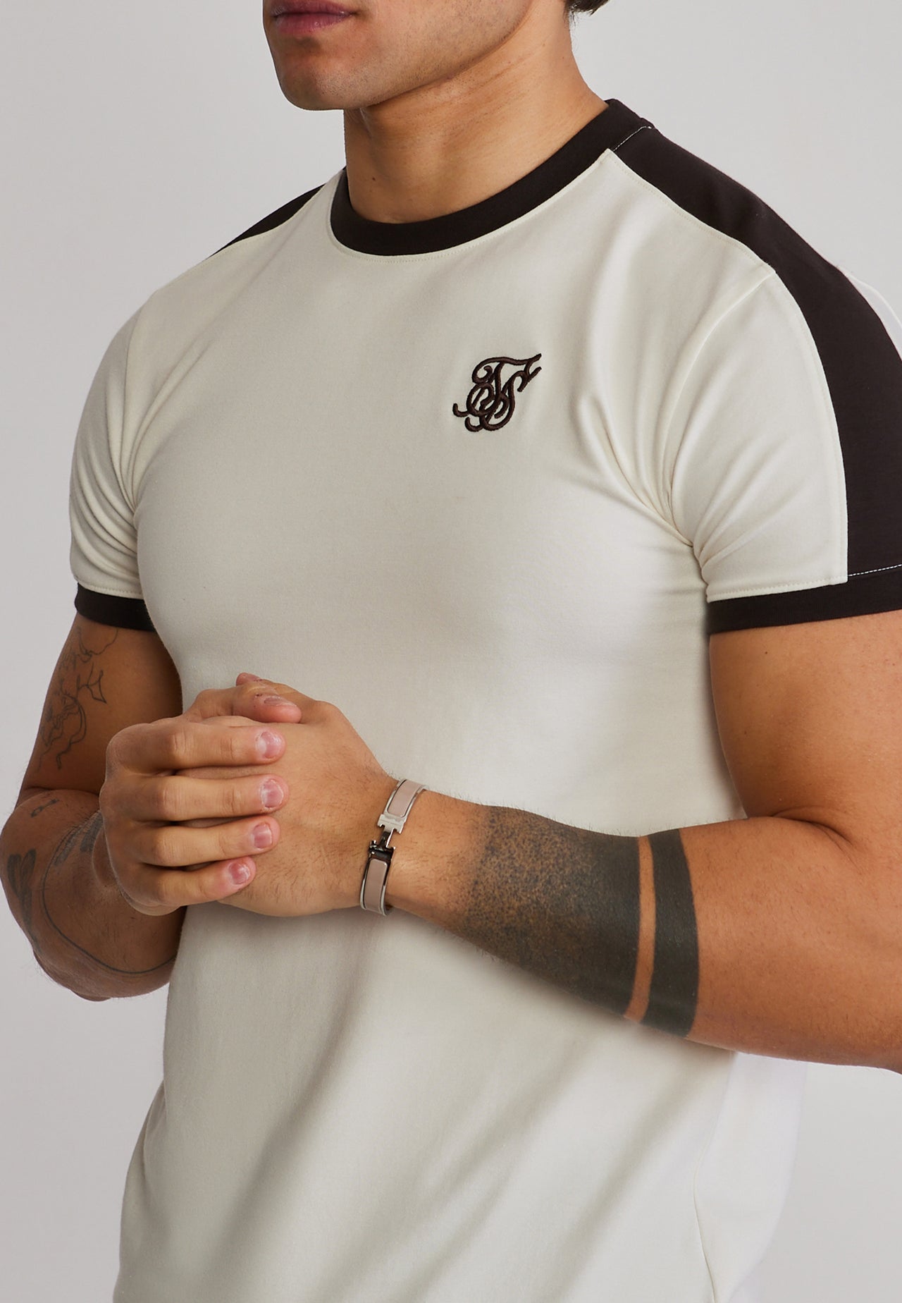 Ecru and Brown Stripe Ringer T-Shirt (1)