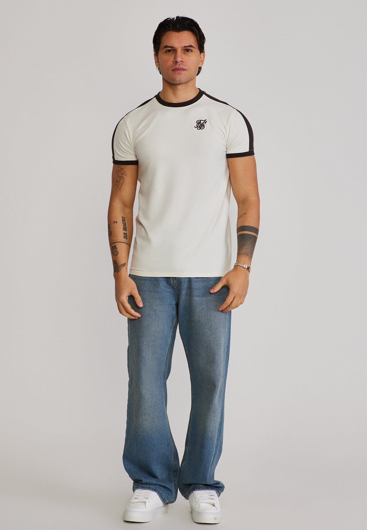 Ecru and Brown Stripe Ringer T-Shirt (2)