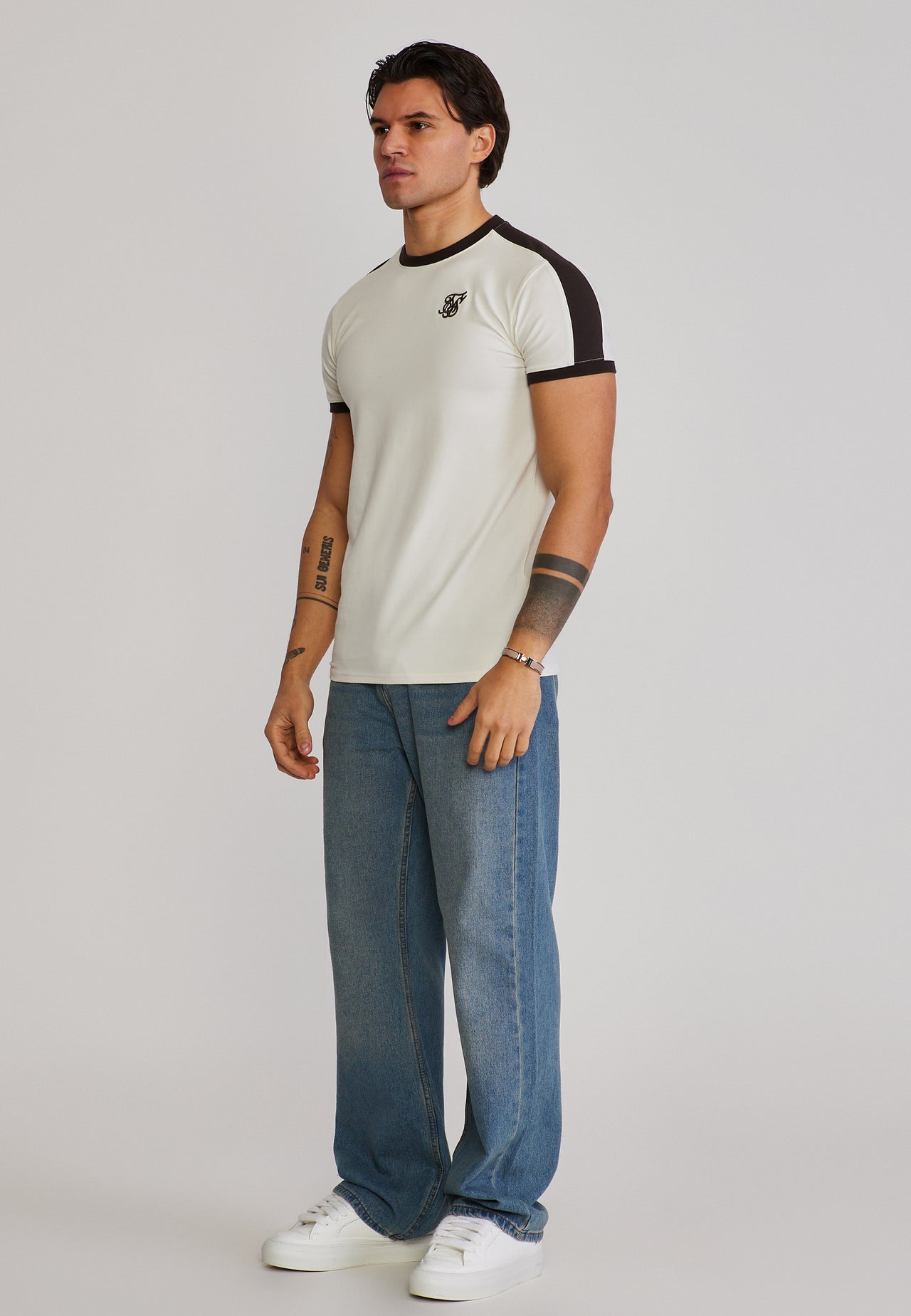 Ecru and Brown Stripe Ringer T-Shirt (3)