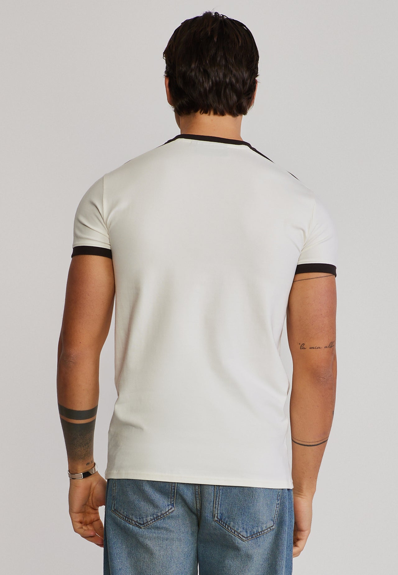 Ecru and Brown Stripe Ringer T-Shirt (4)