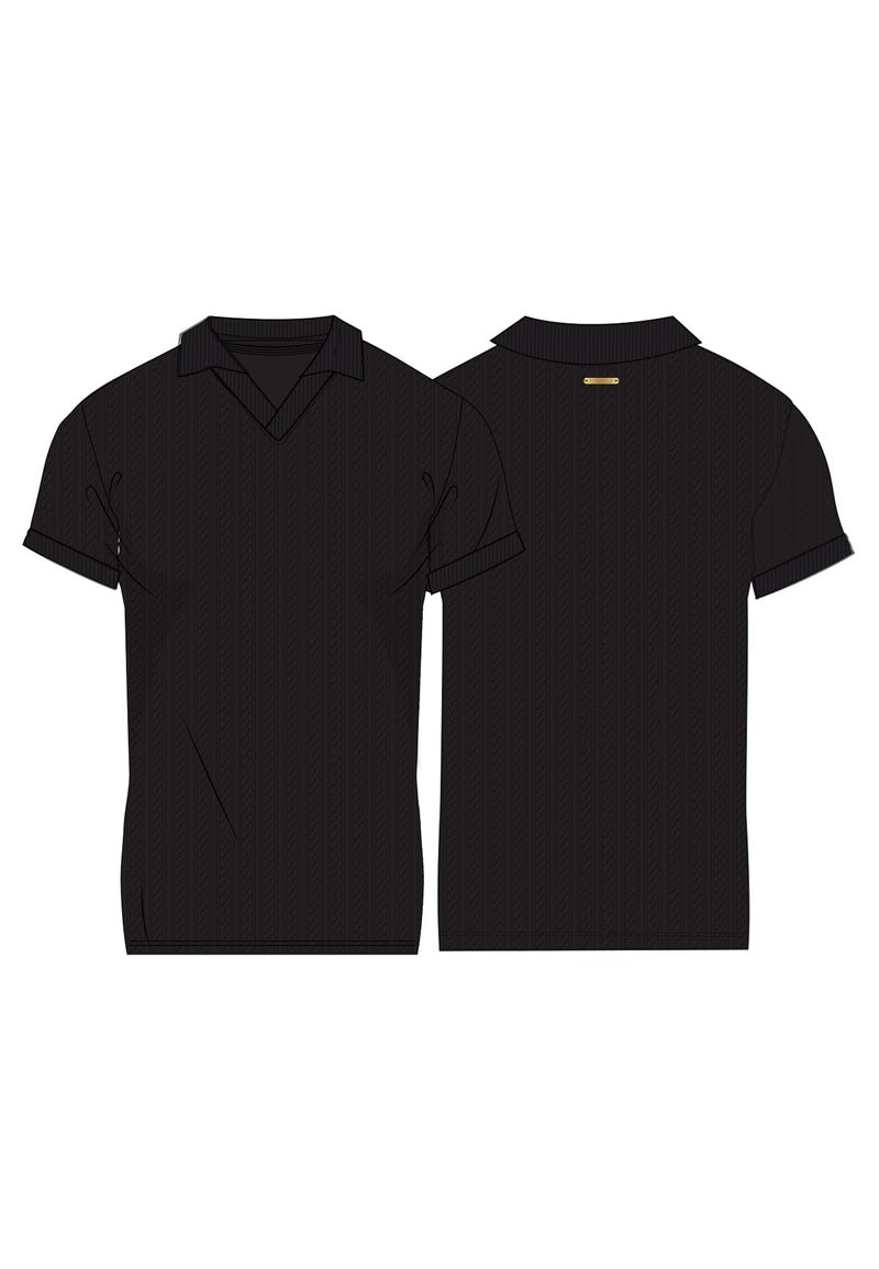Black Textured Polo T-Shirt